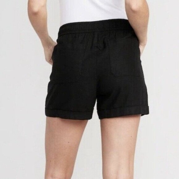 Old Navy High Rise Linen Blend Shorts in Black Jack - Picture 3 of 10